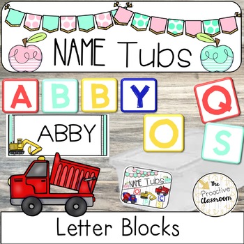 Preview of Letter Blocks Write My Name / Spell My Name / Name Writing Centers / Bins / Tubs