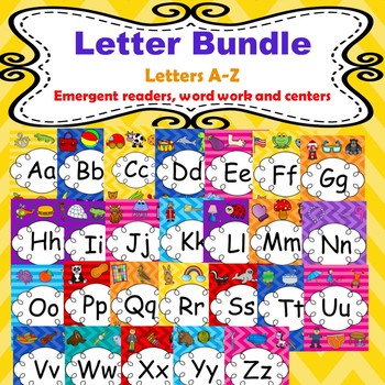 Preview of Letter Bundle A-Z (Emergent readers, word work worksheets and centers)
