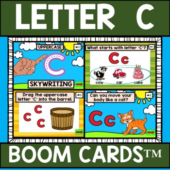 Preview of Letter C Alphabet Name and Beginning Sound BOOM CARDS™ Errorless Movement