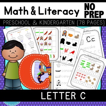 Preview of Letter C Math & Literacy Alphabet Activities NO PREP {Color & BW set included}