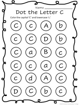 Letter C Recognition Letter of the Week Color Dots Reading Phonics PreK K