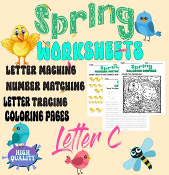 Preview of Letter C Spring Time Worksheet,Preschool Kindergarten Activities Early Learning