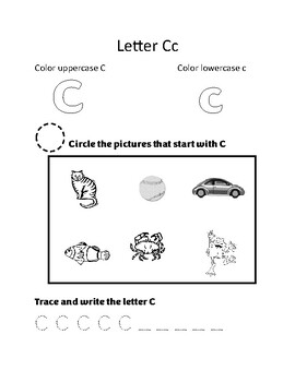 Letter C Worksheet by Simple Resources For You | TPT
