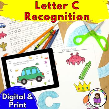 Preview of Letter C Worksheets for Letter Sound Recognition | Print and Digital Bundle