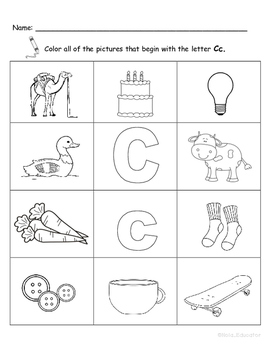 Letter Cc Words Coloring Worksheet by Nola Educator | TPT