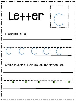 letter c activity worksheet printable trace write lowercase tpt