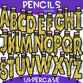 Letter Clip Art - Pencil Letters {Jen Hart Clip Art} by Jen Hart Design