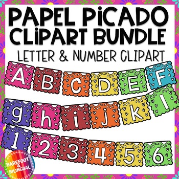 Preview of Papel Picado Letter Clipart Bundle - Letters & Numbers - Hispanic Heritage Month
