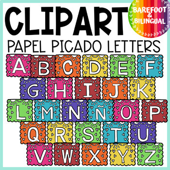 Preview of Papel Picado Letters Clipart | Hispanic Heritage Month | Upper Case