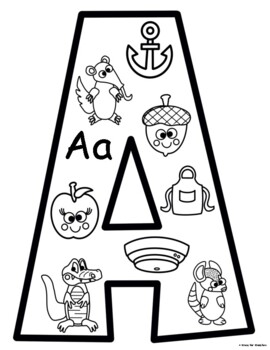 Letter Coloring Pages for Beginning Sounds, Alphabet: Preschool ...