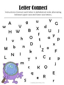 letter connect workbook visual scanning activities by jamie wilkins