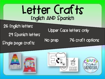 Preview of Letter Crafts From A to Z - English AND Spanish