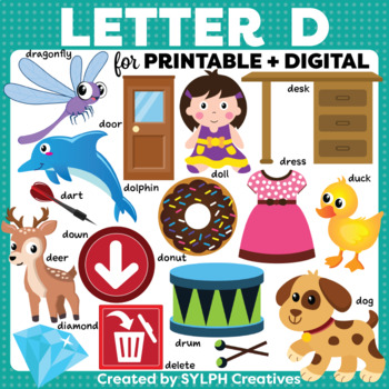 Letter D Alphabet Moveable ClipArt for Phonics Activities by SYLPH ...