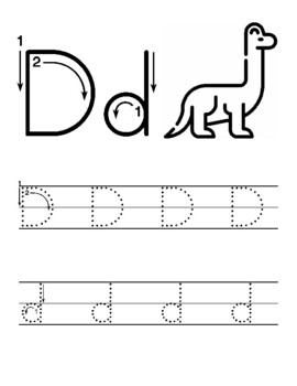 Letter D alphabet tracing worksheets - Free printable PDF