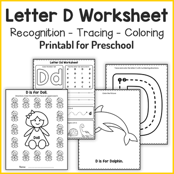 Letter D Worksheet for Preschool: Recognition, Tracing, Writing, Color ...