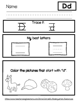 letter d worksheets by conrads kindergarten resources tpt