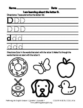 Letter D Worksheets by Pathways Materials | TPT
