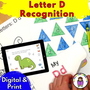 Preview of Letter D Worksheets for Letter Sound Recognition | Print and Digital Bundle
