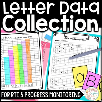 Preview of Letter Data Collection - Graphs, Checklists, & Flashcards for Kindergarten/Prek