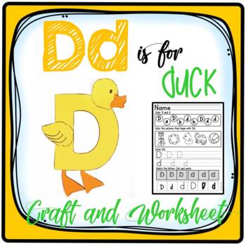 Letter D Craft: Alphabet Craft, Dd Craft, D is for Duck craft and Worksheet