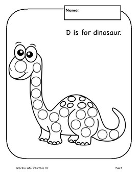 Download Letter Dd (D is for Dinosaur): Letter Zoo- Preschool Curriculum | TpT