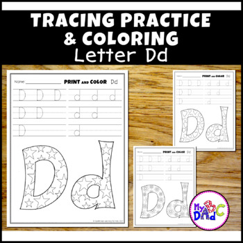 Tracing Practice and Coloring Letter Dd Worksheets | TPT