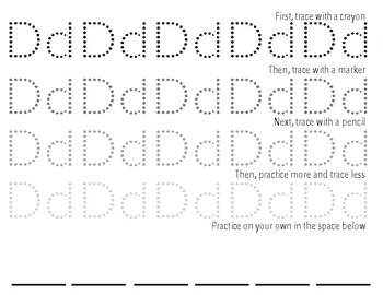 Letter Dd Tracing Sheet by Kimberly Debnam | TPT