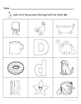 Letter Dd Words Practice Worksheet by Nola Educator | TpT