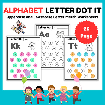 Preview of Letter Dot It Alphabet A to Z  l Uppercase and Lowercase Activity Worksheets