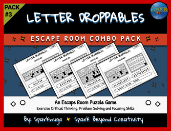 Preview of Letter Droppables Escape Room Game Fun Puzzle Challenge Pack #3 No Prep Activity