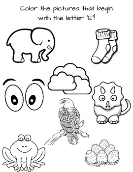 Letter E Coloring Sheet by Goodies by Grierson | TPT