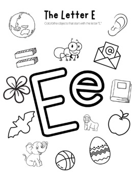 Letter E Coloring Worksheet by High Street Scholar Boutique | TPT