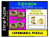 Letter E - Expandable & Editable Strip Puzzle w/ Multiple 