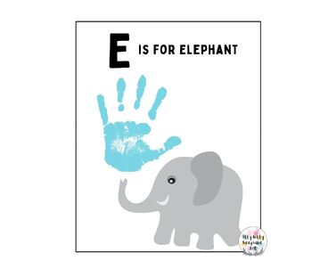 Preview of Letter E Handprint Art Craft Printable Template / Alphabet / E is for Elephant