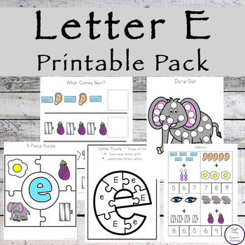 Letter E Printable Pack by Simple Living Creative Learning | TPT
