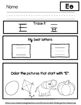 letter e worksheets by conrads kindergarten resources tpt