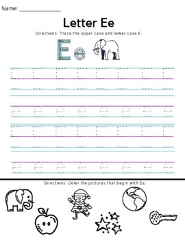 Letter E practice packet handwriting phonics by TheKinderHeart | TpT