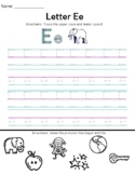 Letter E practice packet handwriting phonics