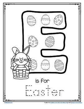 letter e is for easter trace and color printable free by kidsparkz