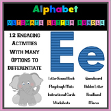 Letter E Identification, Writing, and Sounds: Books, Cente