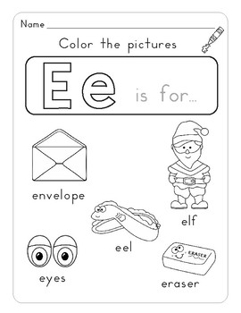 Letter Ee Letter of the Week Activity Worksheets by MaQ Tono