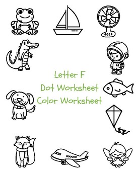 Preview of Letter F Pre K, Kindergarten, First Grade, Worksheets: Dot Worksheet, Coloring