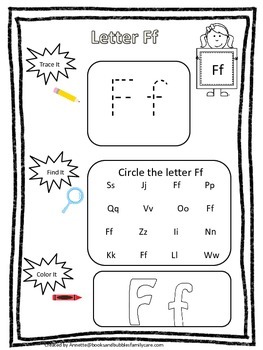 letter f trace it find it color it preschool printable worksheet daycare