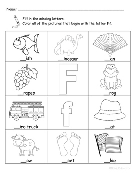  Letter  Ff  Words Coloring Worksheet by Nola Educator TpT