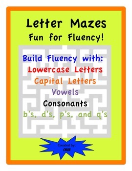 Preview of Letter Fluency Mazes Vowels/ Consonants/ Capitals/ Lowercase/ b/d/p/q fluency