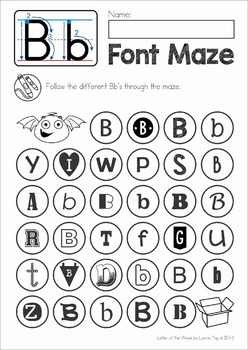 Letter Font Discrimination Maze by Lavinia Pop | TpT