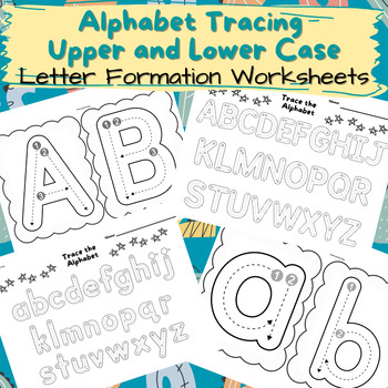Preview of Letter Formation Alphabet Tracing, Handwriting Worksheet, Upper and Lower Case