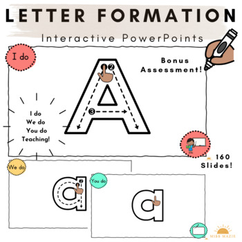 Preview of Letter Formation Bundle Upper and Lowercase Handwriting Powerpoint Slides Kinder