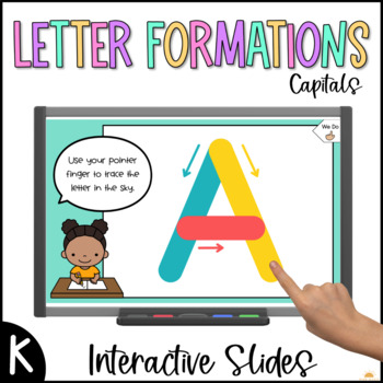 Preview of Letter Formation Handwriting Capitals Kindergarten Interactive Google Slides 