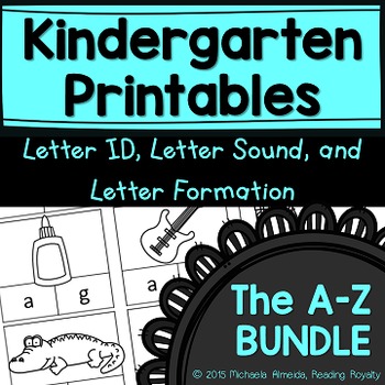 Preview of Letter Formation, Letter ID, and Letter Sound Printables Bundle (A-Z)